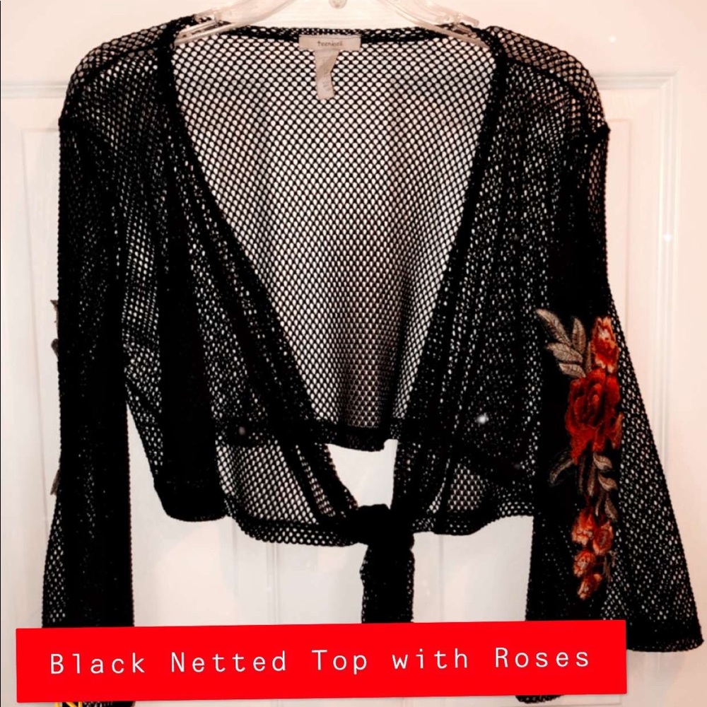 Black Netted LongSleeve with Roses on the Arms